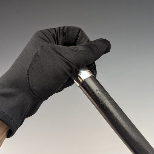 1924年 英国ヴィンテージ 紳士用ステッキ 純銀製 丸ハンドル ブラックシャフト 91.5cm